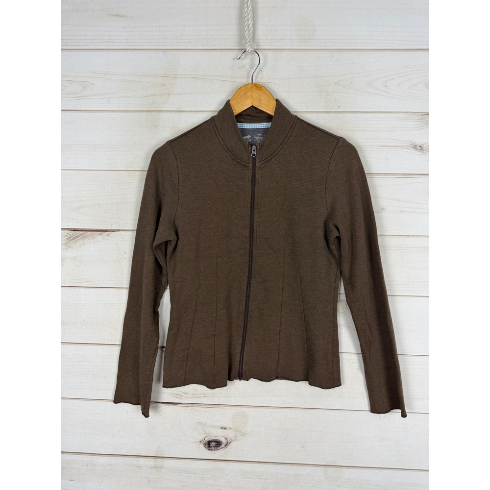 Horny Toad Sweatshirt Womens Medium Brown Full Zip Mock Neck Tencel Blend